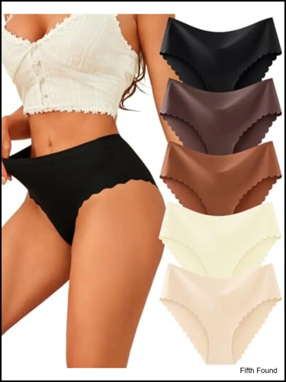 High Waisted Seamless Panties for Women Cheeky Bikini No Show Briefs 5 Pack